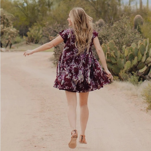 NEW Free People Sully Dress In Raisin Combo - Picture 11 of 13